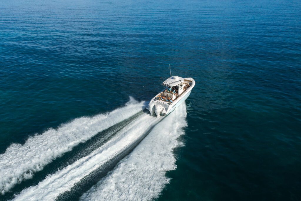 839 A boat driving through water